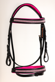 EquiPride Rose Crystal Comfort Bridle – Black & Hot Pink Padded Elegance  EquiPride Rose Crystal Comfort Bridle – Black & Hot Pink Padded Elegance