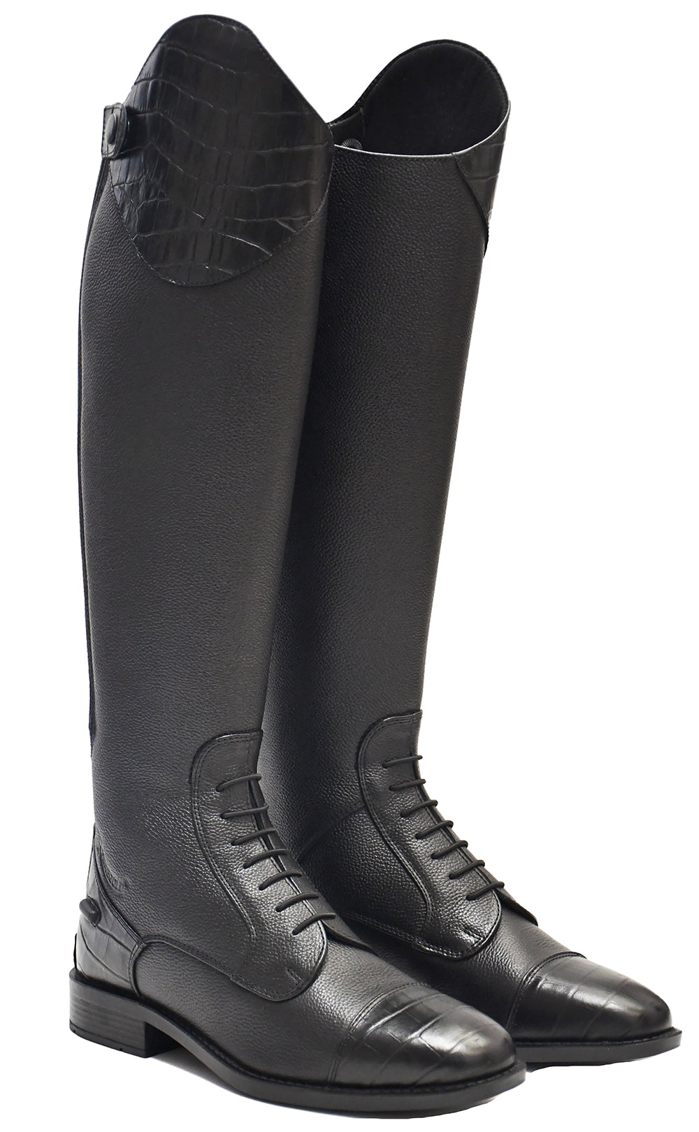 Rhinegold De-Luxe Leather Riding Boots With Mock Croc Trim Rhinegold De-Luxe Leather Riding Boots With Mock Croc Trim