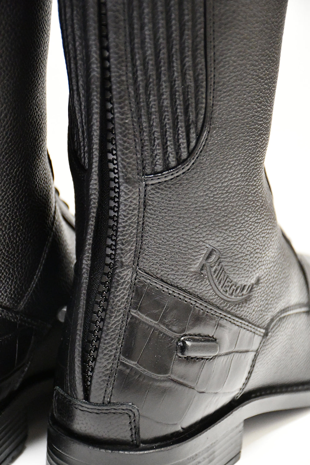 Rhinegold De-Luxe Leather Riding Boots With Mock Croc Trim Rhinegold De-Luxe Leather Riding Boots With Mock Croc Trim