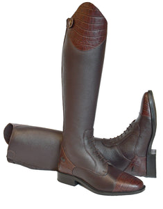 Rhinegold De-Luxe Leather Riding Boots With Mock Croc Trim